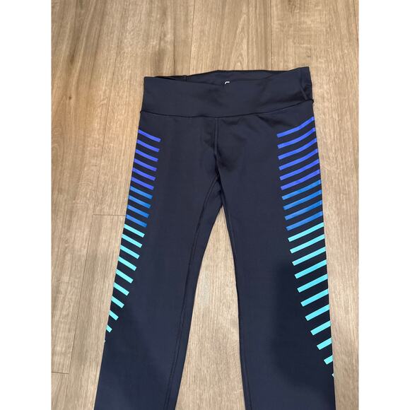 Gap Fit Leggings Navy Blue w Teal Accents Size M - Picture 2 of 8
